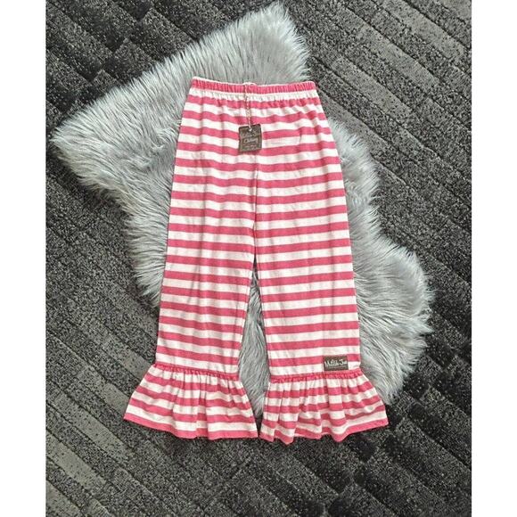NEW Matilda Jane Rose is a Rose Big Ruffle Pink Striped Pants Size 12 - Picture 1 of 4